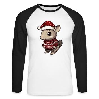 Bande dessinée de Noël Armadillo - T-shirt baseball manches longues Homme - blanc/noir - Devant - Nik (191cm)