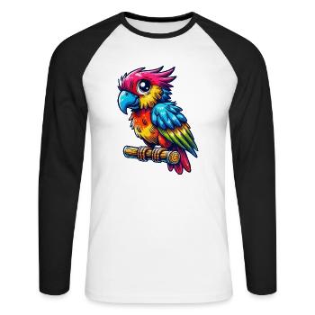 perroquet - T-shirt baseball manches longues Homme - blanc/noir - Devant - Nik (191cm)