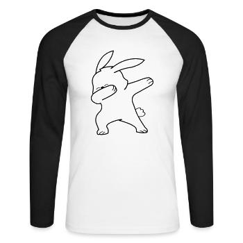Dabbing Bunny - Unisex Long Sleeve Baseball T-Shirt - white/black - Front - Nik (191cm)