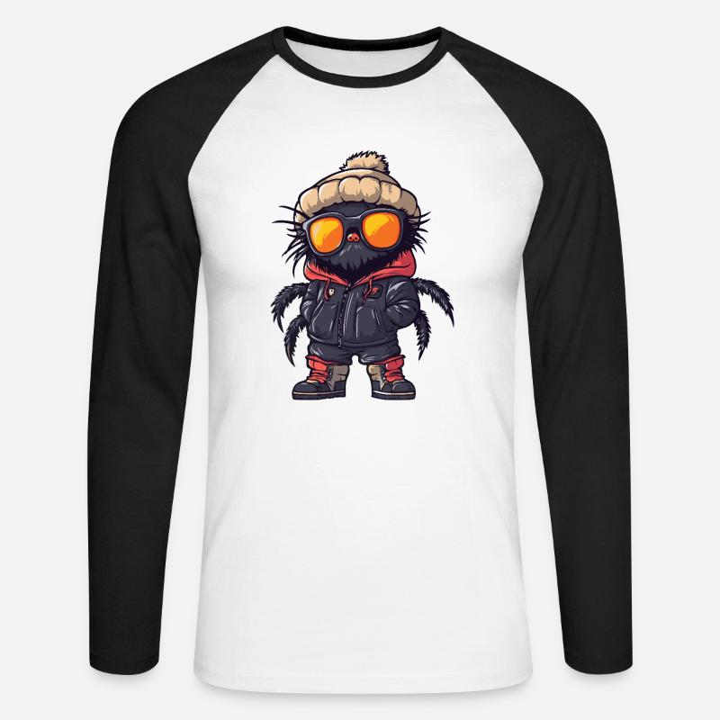 Tarantula Cool Comic - Unisex Baseballshirt langarm - Weiß/Schwarz
