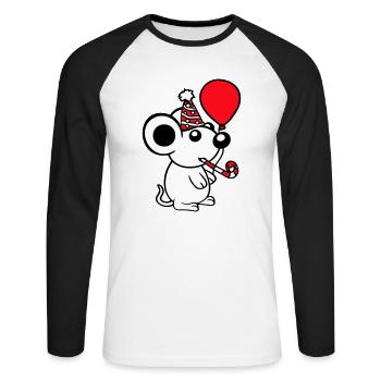 Souris Fête d’anniversaire Fête d’anniversaire Chapeau de fête - T-shirt baseball manches longues Homme - blanc/noir - Devant - Nik (191cm)
