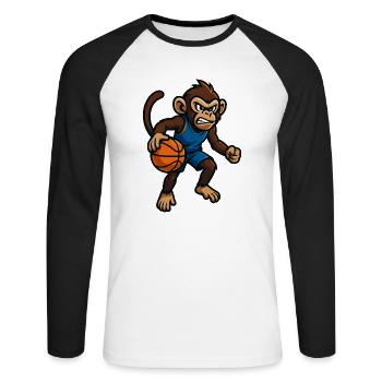 Monkey Basketball - Unisex Long Sleeve Baseball T-Shirt - white/black - Front - Nik (191cm)