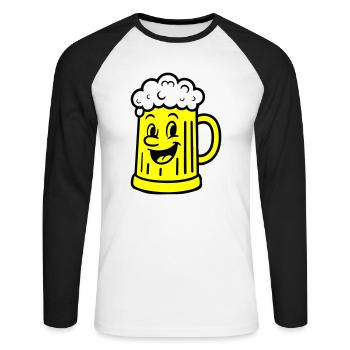Chope à bière Bière comique - T-shirt baseball manches longues Homme - blanc/noir - Devant - Nik (191cm)