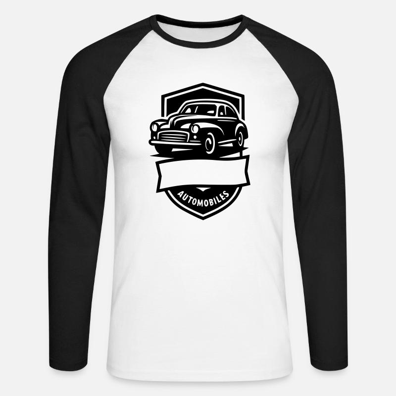 Oldtimer Automobil - Unisex Baseballshirt langarm - Weiß/Schwarz