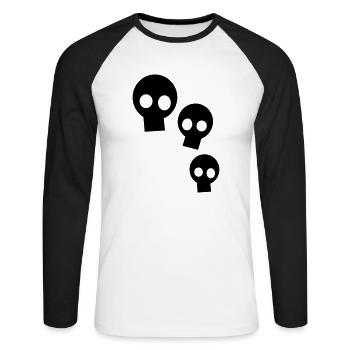 Three Skulls - Unisex Baseballshirt langarm - Weiß/Schwarz - Vorne - Nik (191cm)
