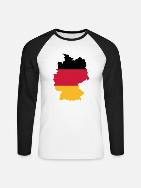 Deutschland - Unisex Baseballshirt langarm - Weiß/Schwarz