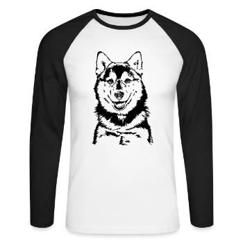POMSKY chiens chien Wilsigns portraits de chiens - T-shirt baseball manches longues Homme - blanc/noir - Devant - Nik (191cm)