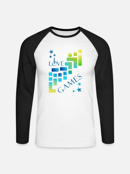 I love games - Unisex Long Sleeve Baseball T-Shirt - white/black