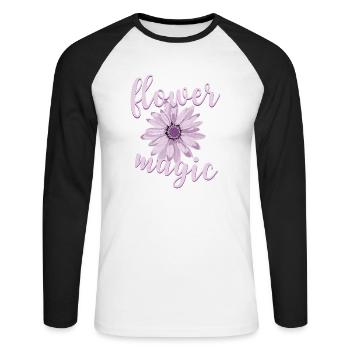 Flower Magic - Unisex Long Sleeve Baseball T-Shirt - white/black - Front - Nik (191cm)