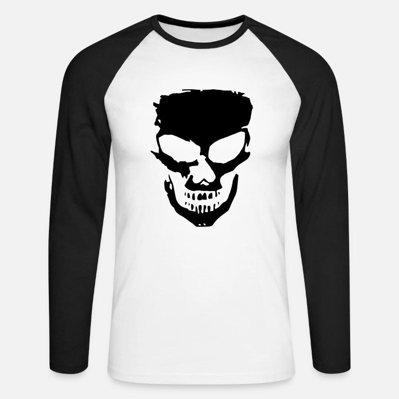 angry skull - Unisex Baseballshirt langarm - Weiß/Schwarz