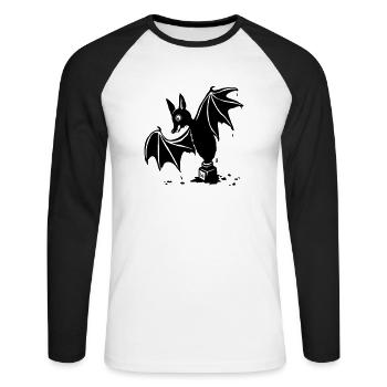 Fledermaus im Tuschenapf - Unisex Baseballshirt langarm - Weiß/Schwarz - Vorne - Nik (191cm)