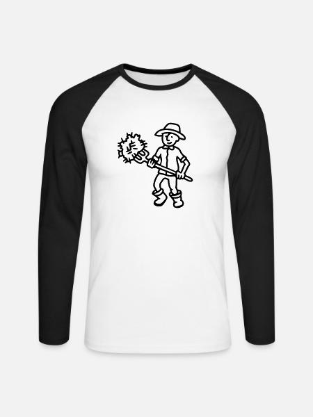 Farmer hay - line - Unisex Long Sleeve Baseball T-Shirt - white/black
