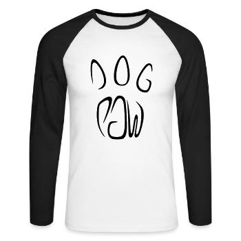 Inscription Chien Patte - T-shirt baseball manches longues Homme - blanc/noir - Devant - Nik (191cm)
