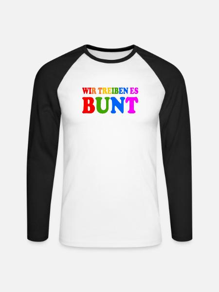 Wir treiben es bunt - Unisex Baseballshirt langarm - Weiß/Schwarz