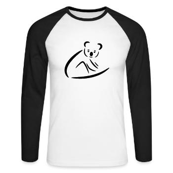Koala with glowing eyes on a branch - Unisex Long Sleeve Baseball T-Shirt - white/black - Front - Nik (191cm)