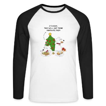 Chiens et biscuits de Noël - T-shirt baseball manches longues Homme - blanc/noir - Devant - Nik (191cm)