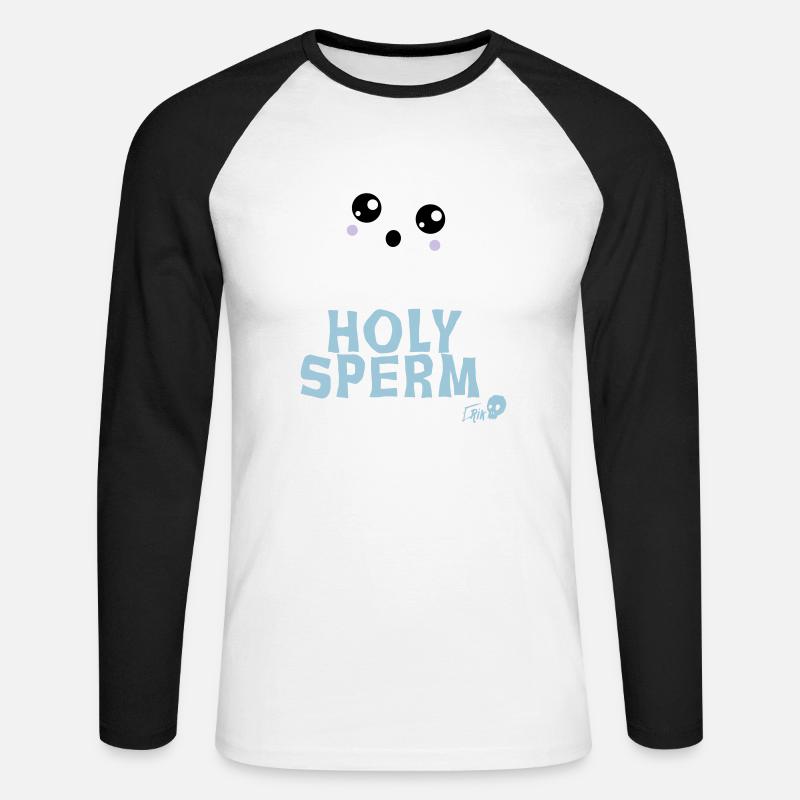 Holy Sperm - Unisex Baseballshirt langarm - Weiß/Schwarz