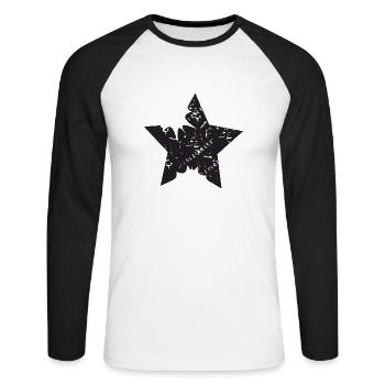 Étoile vintage - T-shirt baseball manches longues Homme - blanc/noir - Devant - Nik (191cm)