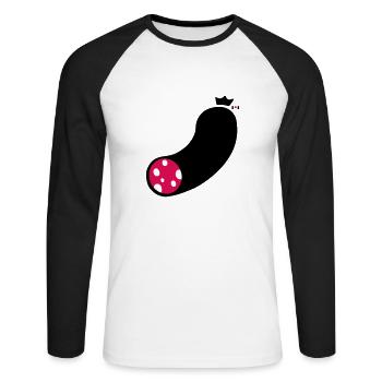 wurst - Unisex Baseballshirt langarm - Weiß/Schwarz - Vorne - Nik (191cm)