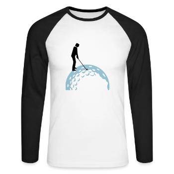 golfing (2c) - T-shirt baseball manches longues Homme - blanc/noir - Devant - Nik (191cm)