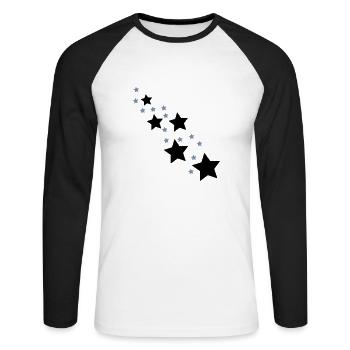 étoiles - T-shirt baseball manches longues Homme - blanc/noir - Devant - Nik (191cm)
