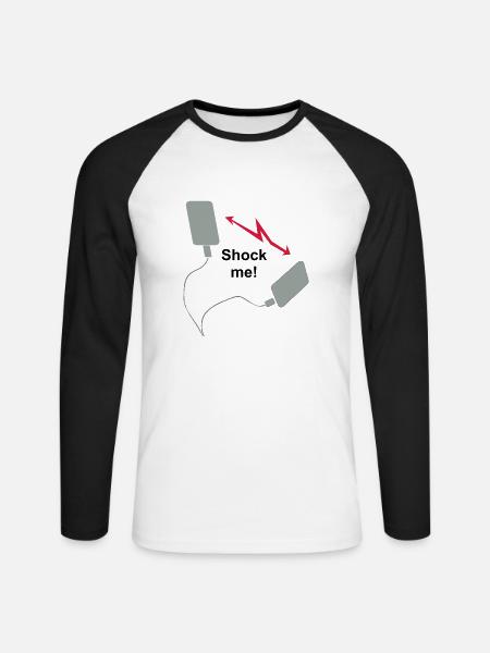 Defibrillator - Shock me! - Unisex Baseballshirt langarm - Weiß/Schwarz