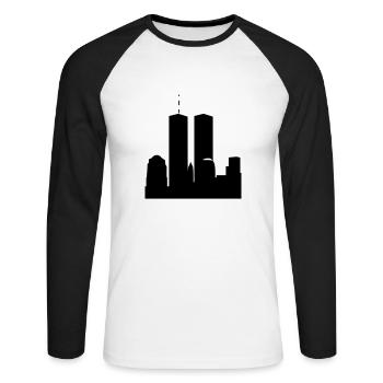 World Trade Center - WTC - Unisex Baseballshirt langarm - Weiß/Schwarz - Vorne - Nik (191cm)