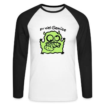 trop de légumes - T-shirt baseball manches longues Homme - blanc/noir - Devant - Nik (191cm)