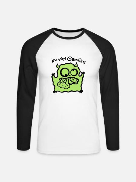 too much vegetables - Unisex Long Sleeve Baseball T-Shirt - white/black