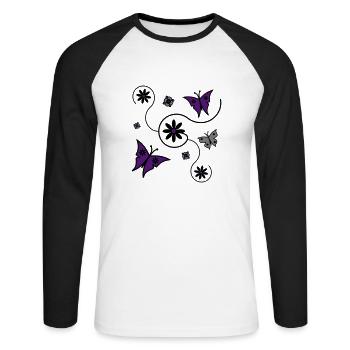 Schmetterling Frühling - Unisex Baseballshirt langarm - Weiß/Schwarz - Vorne - Nik (191cm)
