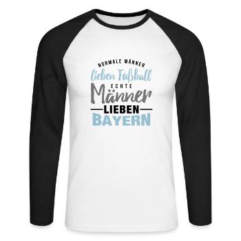 Echt Männer lieben Bayern - Unisex Baseballshirt langarm - Weiß/Schwarz - Vorne - Nik (191cm)
