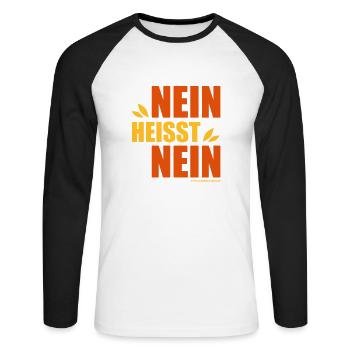 NEIN - Unisex Baseballshirt langarm - Weiß/Schwarz - Vorne - Nik (191cm)