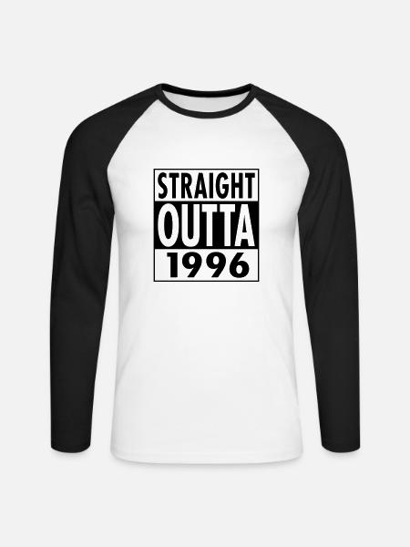 Straight Outta 1996 - Unisex Baseballshirt langarm - Weiß/Schwarz