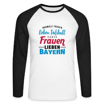 Echte Frauen lieben Bayern - Unisex Baseballshirt langarm - Weiß/Schwarz - Vorne - Nik (191cm)