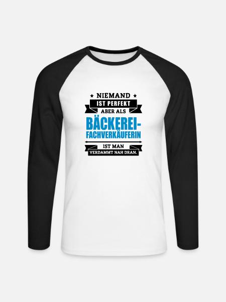 Bäckereifachverkäuferin - Unisex Baseballshirt langarm - Weiß/Schwarz