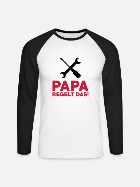 Papa regelt das - Unisex Baseballshirt langarm - Weiß/Schwarz