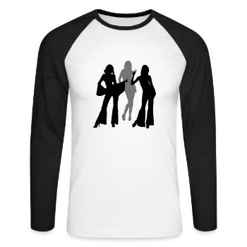 70s and 80s woman and girls ii - Unisex Baseballshirt langarm - Weiß/Schwarz - Vorne - Nik (191cm)