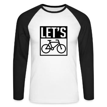 Lets bike - Unisex Baseballshirt langarm - Weiß/Schwarz - Vorne - Nik (191cm)