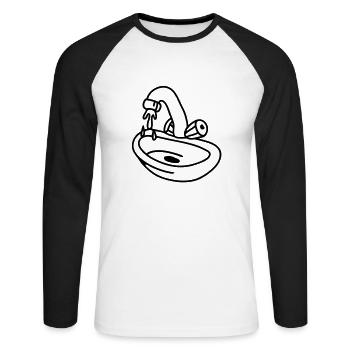 Faucet - line - Unisex Long Sleeve Baseball T-Shirt - white/black - Front - Nik (191cm)