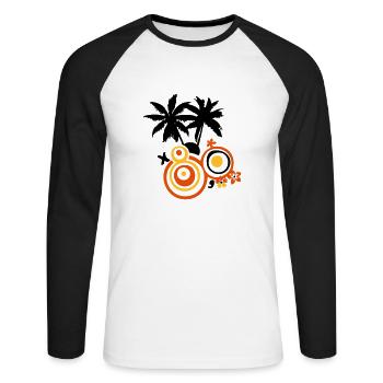 Palm Sommer für Surfer - Unisex Baseballshirt langarm - Weiß/Schwarz - Vorne - Nik (191cm)