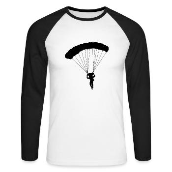 Parachutiste - T-shirt baseball manches longues Homme - blanc/noir - Devant - Nik (191cm)