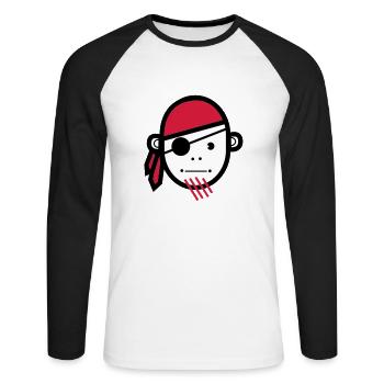 Pirate - Unisex Long Sleeve Baseball T-Shirt - white/black - Front - Nik (191cm)