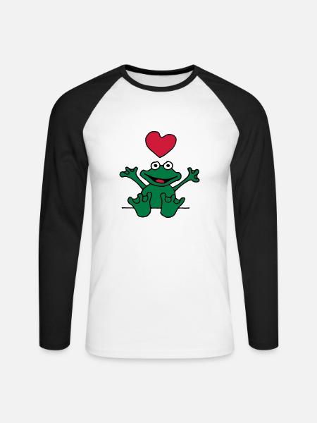heart_frog_1220113c_b - Unisex Baseballshirt langarm - Weiß/Schwarz