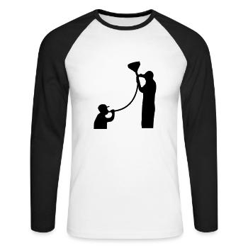 Bière jeu à boire - T-shirt baseball manches longues Homme - blanc/noir - Devant - Nik (191cm)