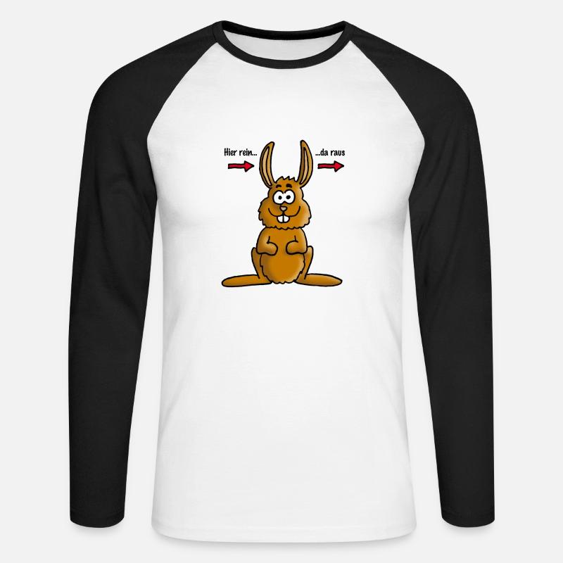 hase_02_e - Unisex Long Sleeve Baseball T-Shirt - white/black