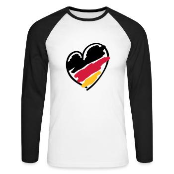 Germany, heart, soccer, World Cup, 2014 - Unisex Long Sleeve Baseball T-Shirt - white/black - Front - Nik (191cm)