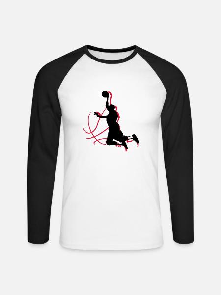 basketball - Unisex Long Sleeve Baseball T-Shirt - white/black