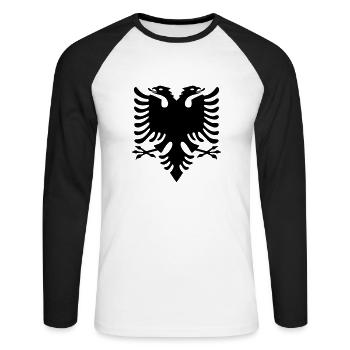 Doppelkopf Eagle_V1 - Unisex Baseballshirt langarm - Weiß/Schwarz - Vorne - Nik (191cm)