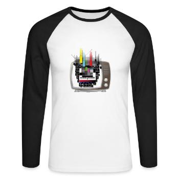 Flowing Test-Screen - Unisex Long Sleeve Baseball T-Shirt - white/black - Front - Nik (191cm)