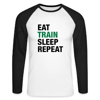 Mangez train Répétez veille - T-shirt baseball manches longues Homme - blanc/noir - Devant - Nik (191cm)